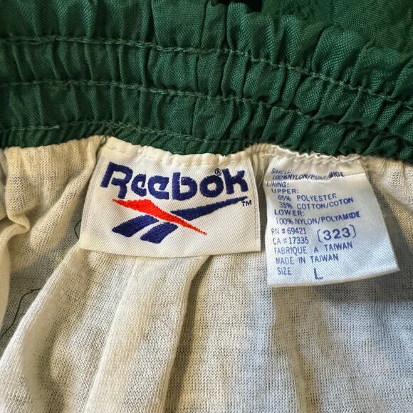 Vintage Reebok Size Large Green Tapered Leg Windbreaker Track Pants - Picture 6 of 7
